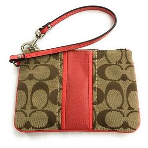 Coach Brown and Coral, NWOT Wristlet